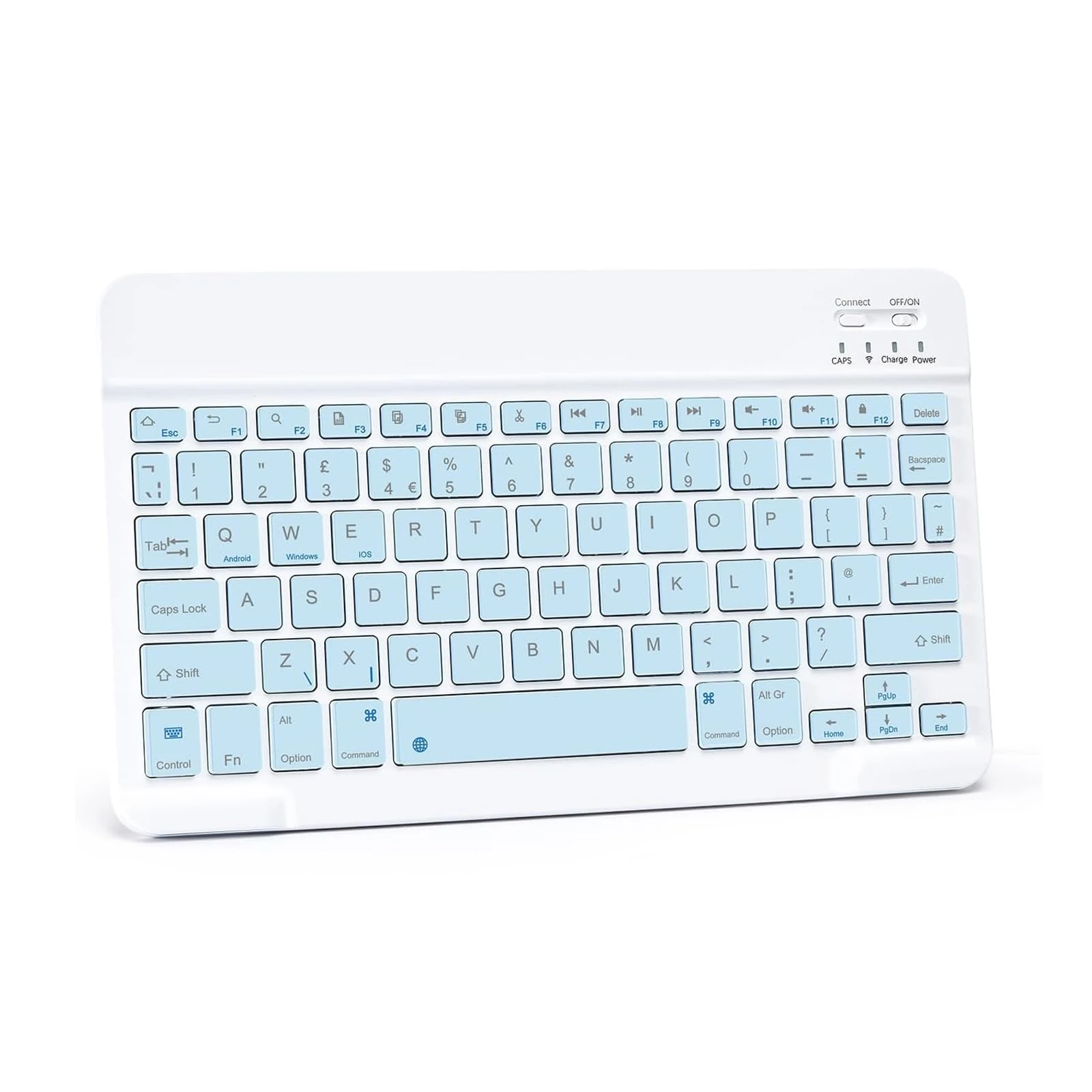 COEZFE Bluetooth Keyboard (UK Layout), Ultra-Slim Wireless Keyboard with Built-in Rechargeable Battery for iPad/Samsung Tablets/Lenovo Tablets & Other iOS Android Windows Devices, Blue