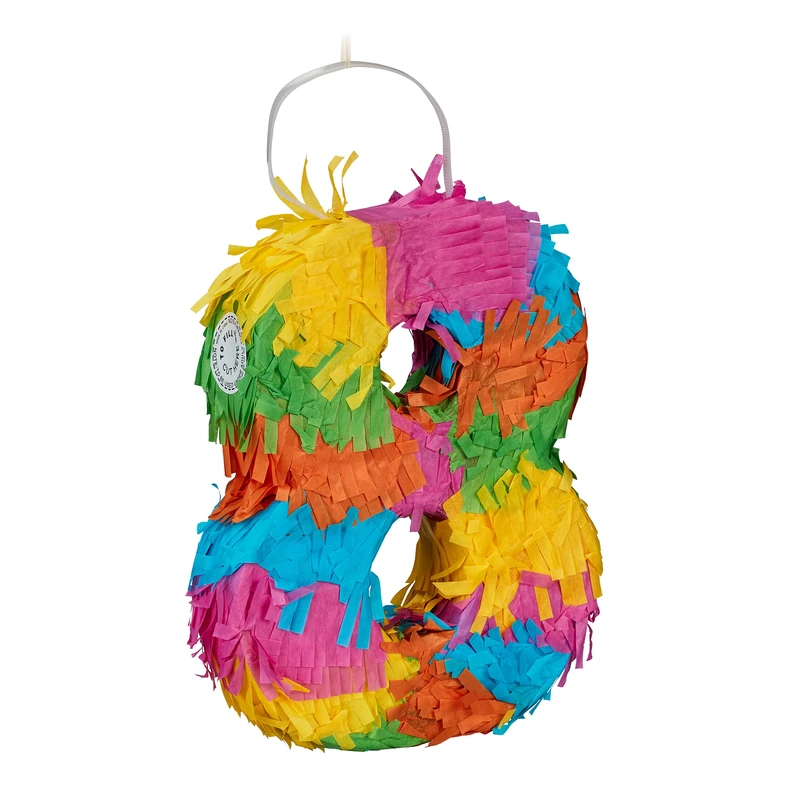 Relaxdays Mini Number 8 Pinata - Colorful Birthday Party Game