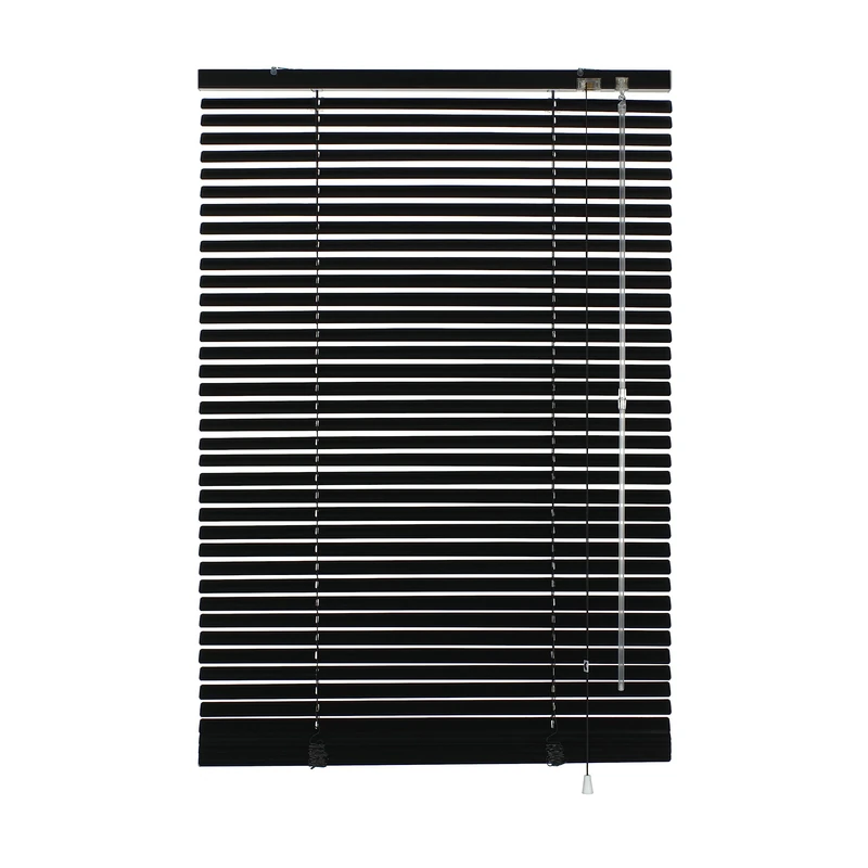 GARDINIA Aluminium Venetian Blind, Privacy Screen, Sun Protection, Glare Protection, Wall and Ceiling Mounting, Aluminium Venetian Blind, Black, 140 x 175 cm