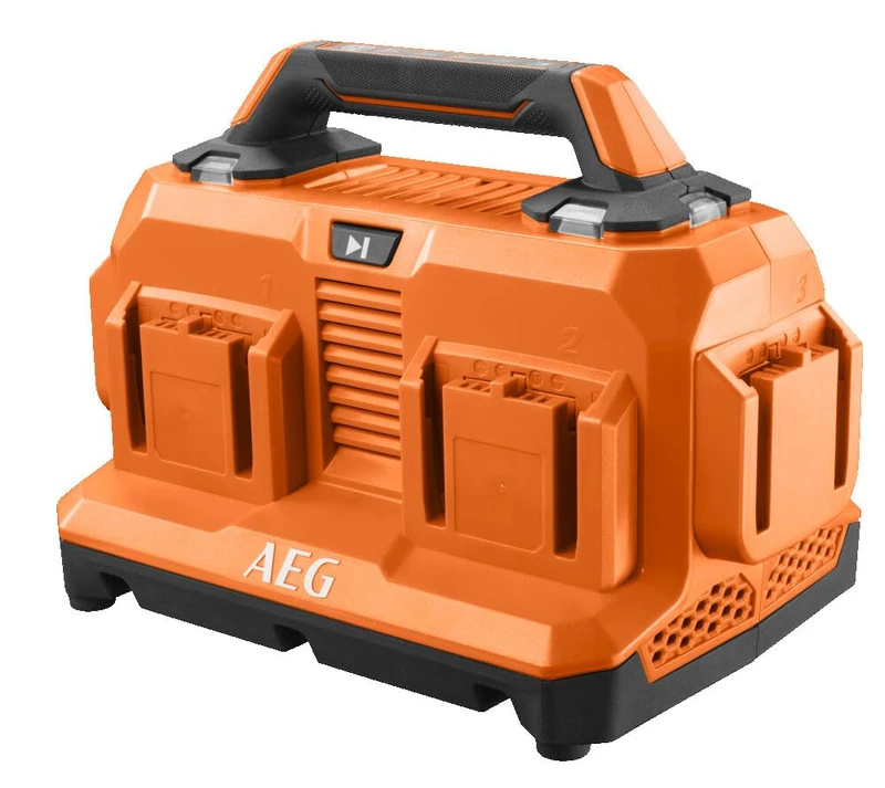 AEG BL18C6 6-Port Fast Charger – Sequential Charging for 18V Pro Batteries – LED Indicator, Active Cooling – Ideal for Workshops or Multi-Tools