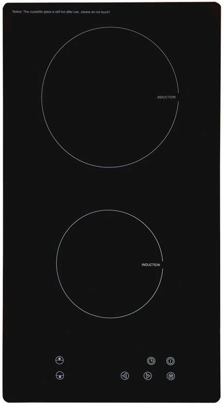 30cm Domino Electric Built-in Induction Hob 2 Zones 2 Year Guarantee, 9 Power Levels, Side Soft Touch Controls, Residual Heat Indicators, Easy Wipe Clean Surface, Frameless Design - INDH315BL