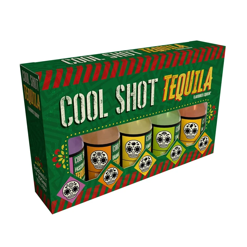 Cool Shot Tequila 5x20ml Passion Fruit, Orange, Lemon, Lime, Mango | Perfect for Christmas, Stocking Fillers, Gifts, Parties and Celebrations