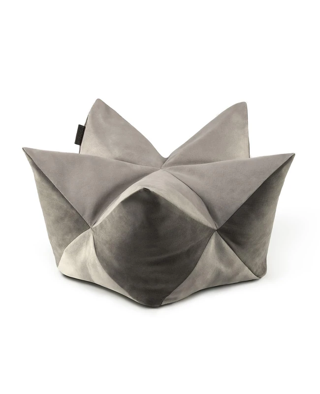 lionto Crown Cushion in Suede Look for Cats and Small Dogs, Extravagant Star Cushion with Removable Cover, 85 x 45 cm, Durable Pet Cushion with Variable Filling, Grey/Light Grey - Image 1