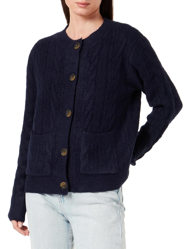 TILDEN Women's Cardigan with Buttons, Navy, XS/S