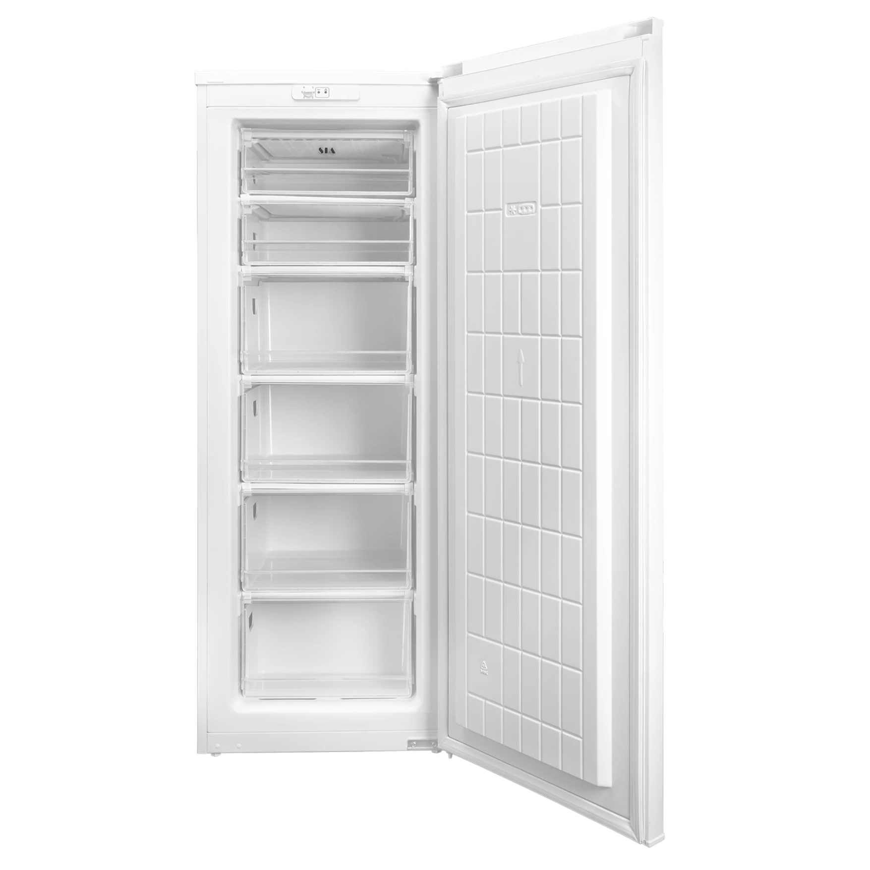SIA SFZ144WH 160L Tall White Freestanding Upright Freezer, E Rated, 6 Large Freezer Drawers, Reversible Door, 2 Years Parts and Labour Guarantee