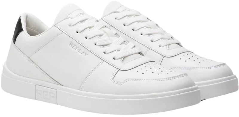 Replay Men's Polys Court 3 Sneaker, 062 White Black, 11.5 UK
