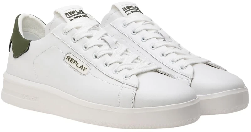 Replay Men's Univeristy M Prime 2 Sneaker, 071 White Green, 11.5 UK