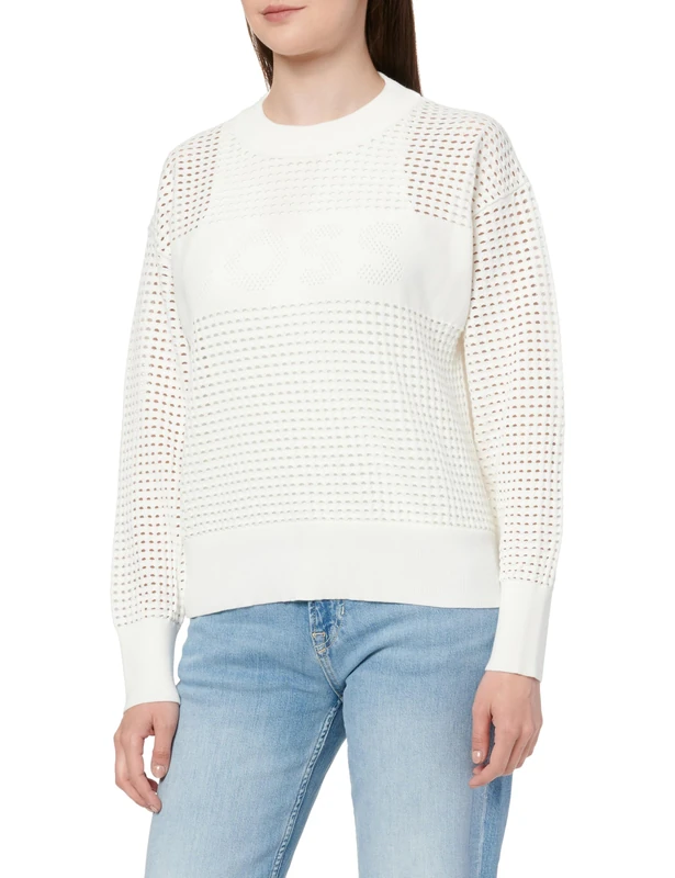 BOSS Women's C_Fhein Open White118 Jumper - Size XS