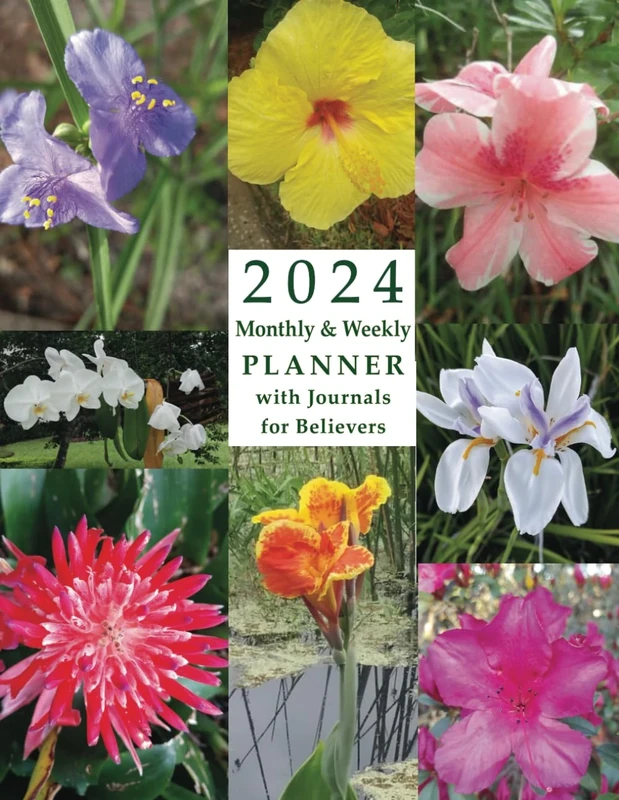 2024 14-Month Color Floral Planner for Believers: Monthly and Weekly Planning Pages with Journals for Prayer, Health and Food