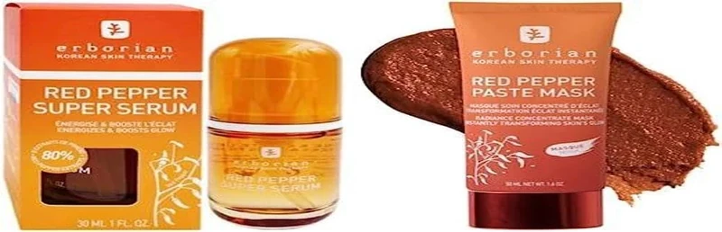 Erborian - Red Pepper Routine, Radiant complexion face care - Duo face mask 50 ml and Super Serum 30 ml with chilli extract - Korean Skincare