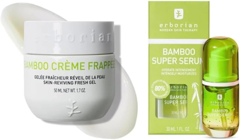 Erborian - Routine Bamboo - Duo facial day cream 50 ml and Super Serum 30 ml with bamboo extract & Hyaluronic acid - Korean Skincare