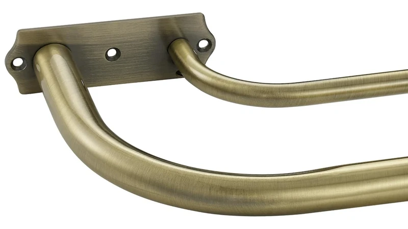 Antique Bronze Double Curtain Rods, Double Curtain Rod for Window 28-48 Inches, Wrap Around Design Room Darkening Curtain Rods, Adjustable 1-Inch Diameter Front and 5/8 Inch Back Double Drapery Rod