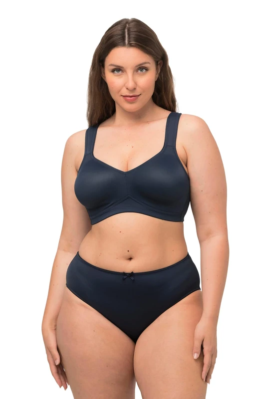 Ulla Popken Women's Microfibre Bra 2 Pack Non-Wired Pre-Shaped Cups Bra, Midnight Blue, 40D