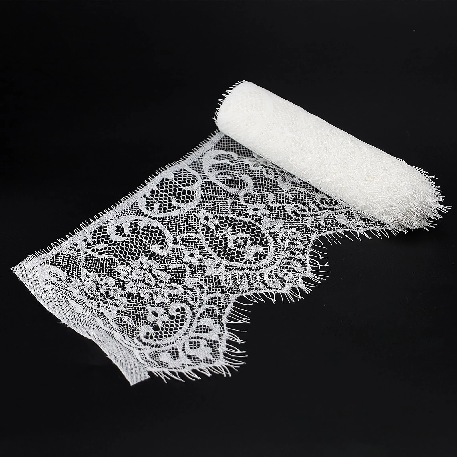 HXMJIED 1PCS 3m Lace Edge Trim Ribbon Floral Lace Ribbon Embroidery Applique Tulle Lace for Sewing Clothing, Dressmaking, Sewing Craft Wedding Bridal Dress (White & Width 14cm)