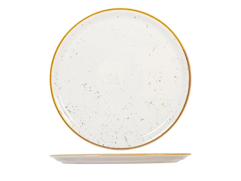 HOME Saturnia Stains Set of 6 Pizza, Decorated Porcelain, Beige, 31 cm