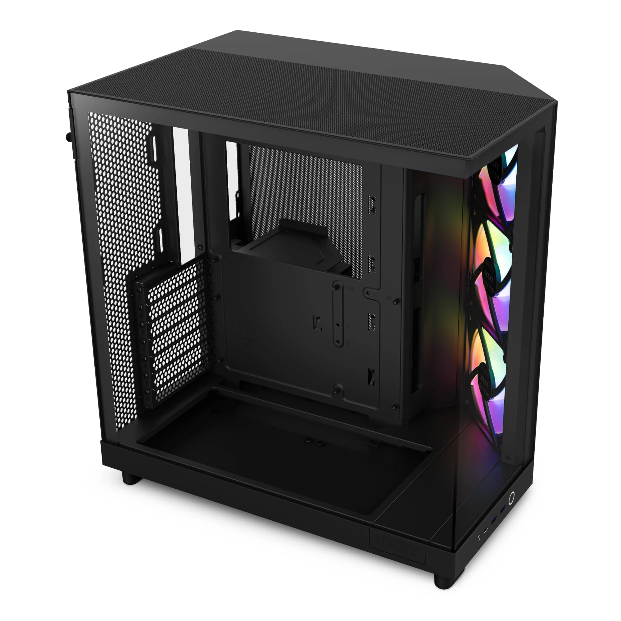 NZXT H6 Flow RGB | CC-H61FB-R1 | Compact Dual-Chamber Mid-Tower Airflow Case | Includes 3 x 120mm RGB Fans | Panoramic Glass Panels | High-Performance Airflow Panels | Cable Management | Black
