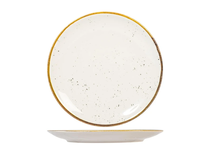 HOME Saturnia Stains Set of 6 Dinner Plates, Decorated Porcelain, Beige, 28 cm