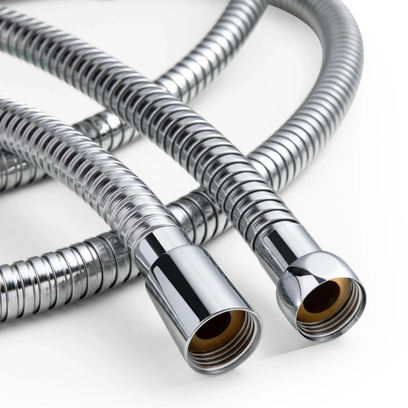OFFO Large Bore Shower Hose 1.2m, 11mm Bore High-Flow Anti-Kink Shower Hose Stainless Steel Replacement High Pressure Shower Hoses,Universal Leakproof,Chrome