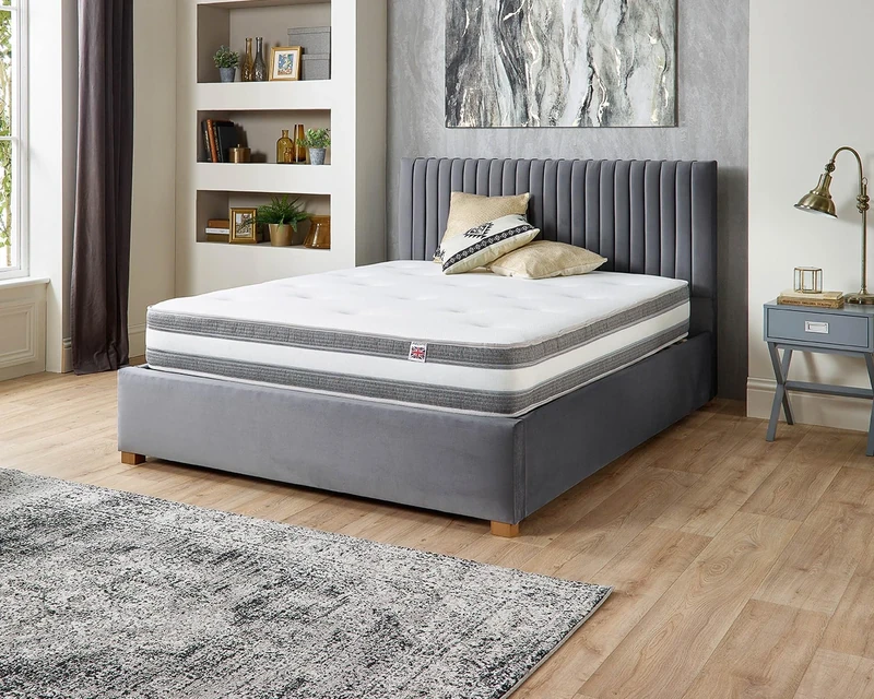 Aspire Beds 22cm Double Sided Duo Breathe Airflow Pocket+ Breathable 3D Air Mesh 1000 Pocket Spring Mattress, Small Single (2ft6 x 6ft3), Grey Border