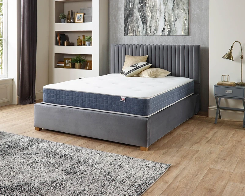 Aspire Beds 22cms Double Sided Duo Sleep Pocket+ 1000 Pocket Spring Mattress, Single (3ft x 6ft3), Blue Border