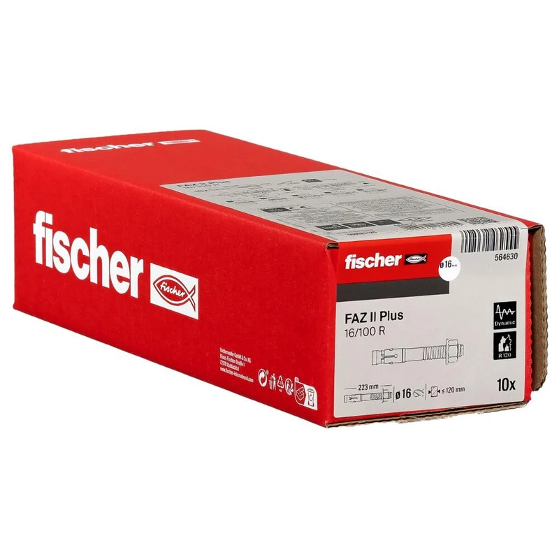 fischer FAZ II Plus 16/100 R Heavy Duty Stainless Steel Anchor with High Load Capacity, Anchor Bolt for Fixings Heavy Loads and Steel Structures, Seismic & ETA Approval