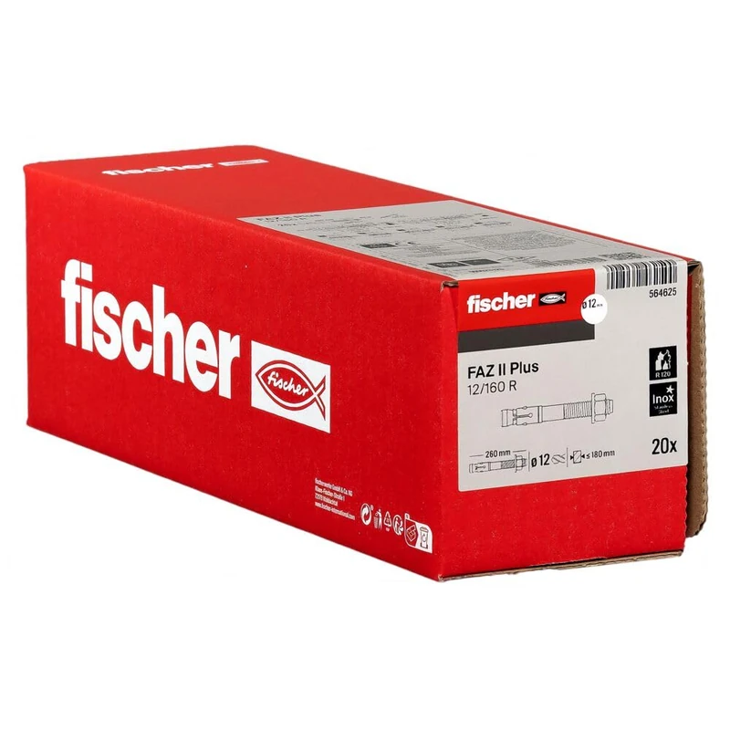 fischer FAZ II Plus 12/160 R Heavy Duty Anchor Made of Stainless Steel with High Load Capacity, Anchor Bolt for Fixings Heavy Loads and Steel Structures, Seismic & ETA Approval