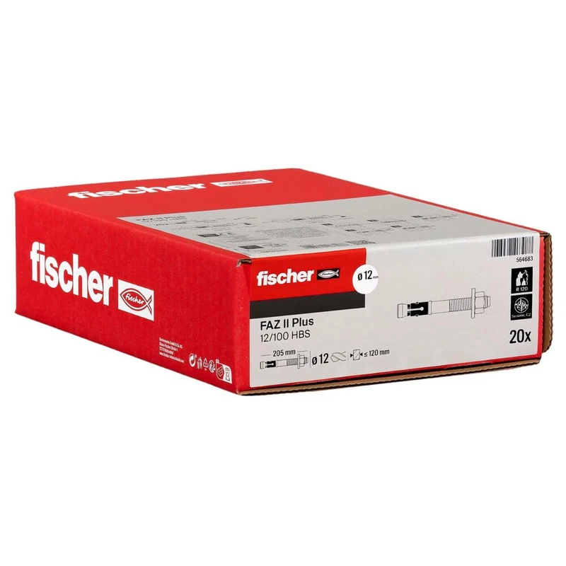 fischer FAZ II Plus 12/100 Bolt Anchor with Wooden Building Disc, Heavy Duty Anchor for Fixings of Heavy Loads, Service Life Over 120 Years, Seismic & ETA Approval, Assembly without Drill Hole