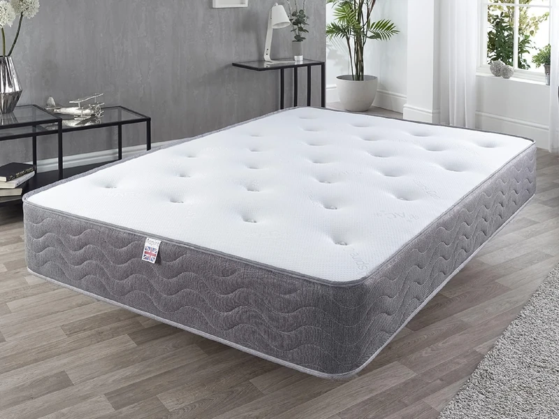 Aspire Beds 24cms Cool Tufted Ortho Bonnell Spring Breatable Mattress, Double (4ft6 x 6ft3), Grey Border