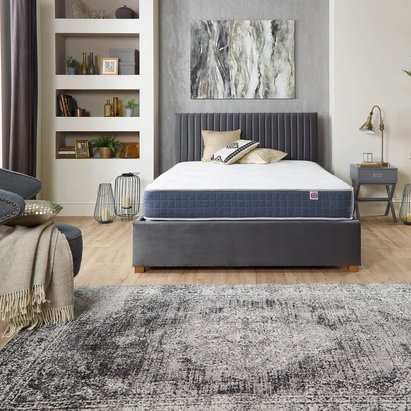 Aspire Beds 22cms Double Sided Duo Sleep Pocket+ 1000 Pocket Spring Mattress, King Size (5ft x 6ft6), Blue Border