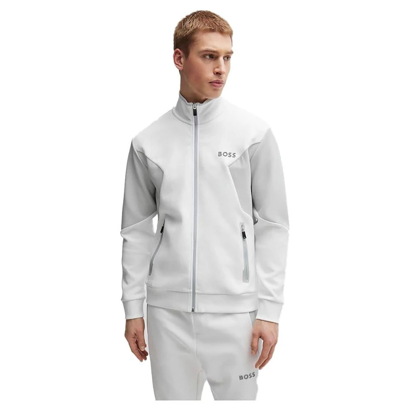 BOSS Mens Skaz 1 Cotton-blend zip-up sweatshirt with 3D-moulded logo