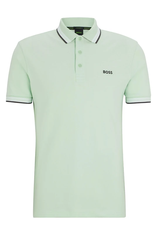 BOSS Mens Paddy Polo Shirt Open Green M