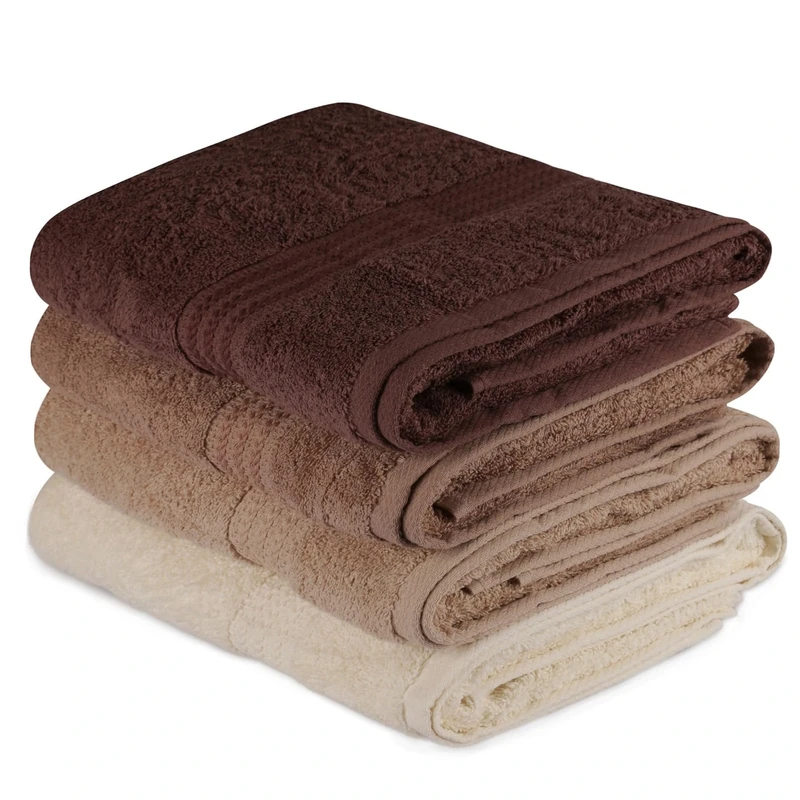 WELL HOME MOBILIARIO & DECORACIÓN Bath Towel Set (4 Piece) Cream, Beige and Brown