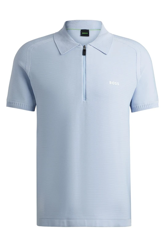 BOSS Mens Zayno Logo-Detail Sweater with Zip Neck