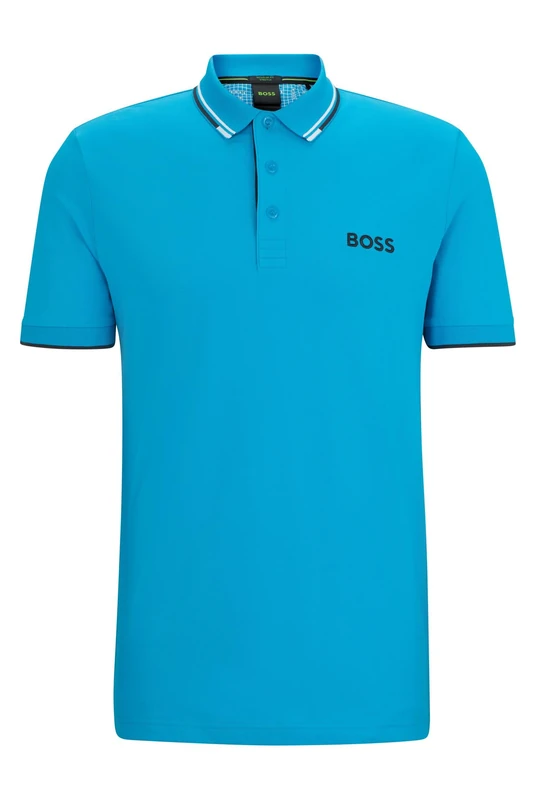 BOSS Mens Paddy Pro Contrast-Logo Polo Shirt in a Cotton Blend - Image 1