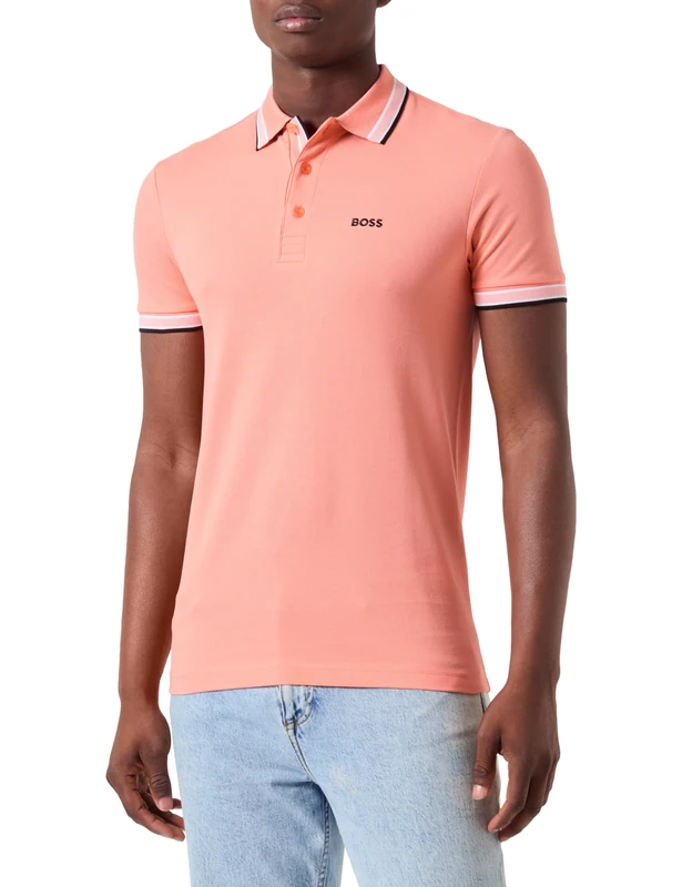 BOSS Mens Paddy Contrast-Logo Paddy Polo Shirt in Cotton piqué
