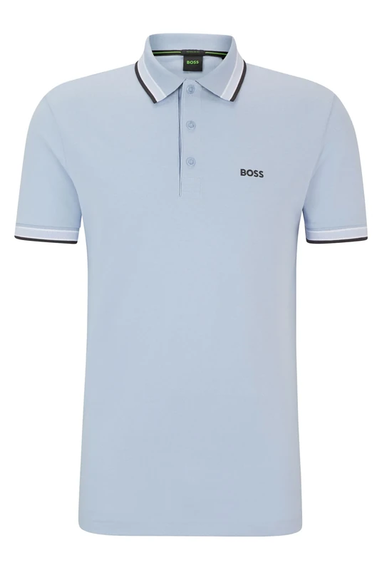 BOSS Mens Paddy Contrast-Logo Paddy Polo Shirt in Cotton piqué