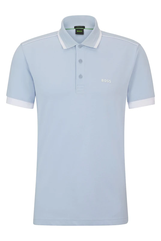 BOSS Mens Paddy 1 Cotton-piqué Polo Shirt with Contrast Logo and Stripes
