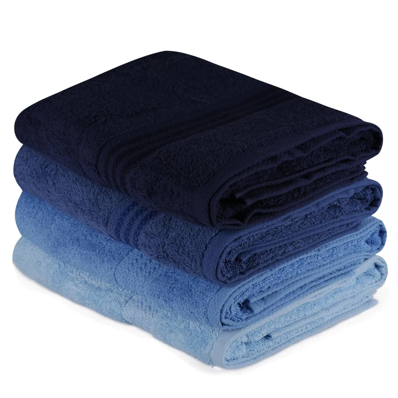 WELL HOME MOBILIARIO & DECORACIÓN Bath Towel Set (4 Piece) Dark Blue, Blue and Light Blue
