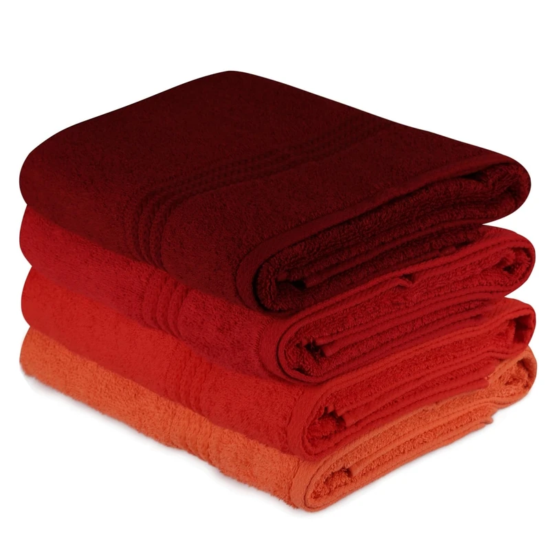 WELL HOME MOBILIARIO & DECORACIÓN Pale Orange, Orange, Red and Fuchsia 4 Piece Bath Towel Set
