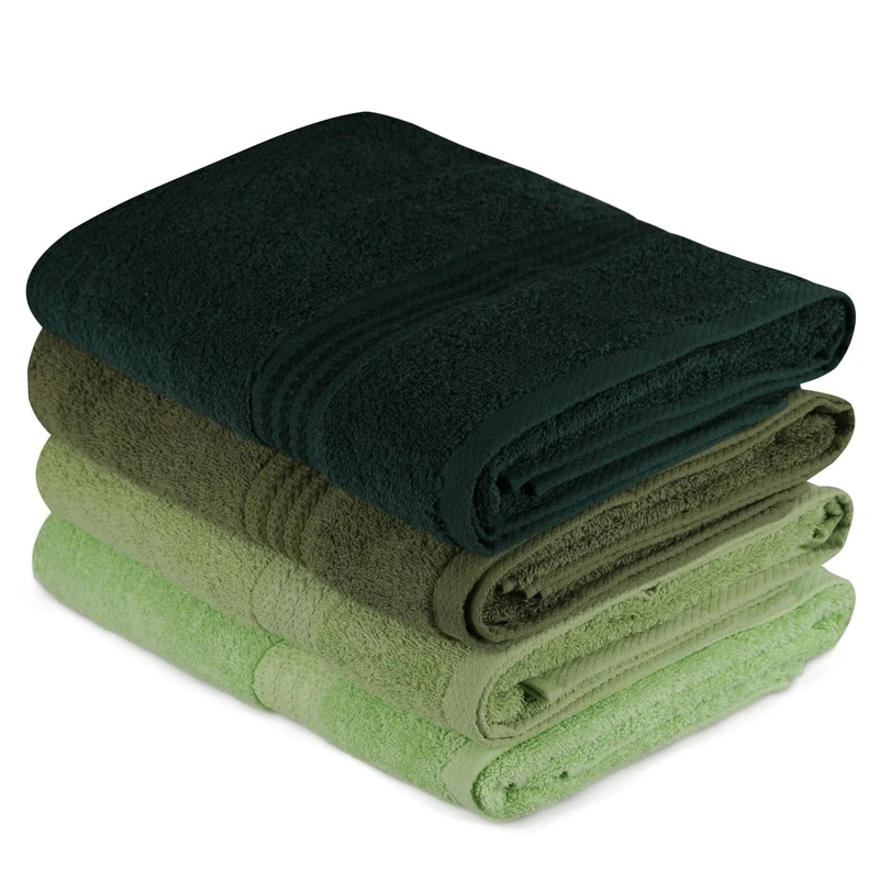 Well Home 4 Piece Bath Towel Set Light Green Olive Green Dark Green