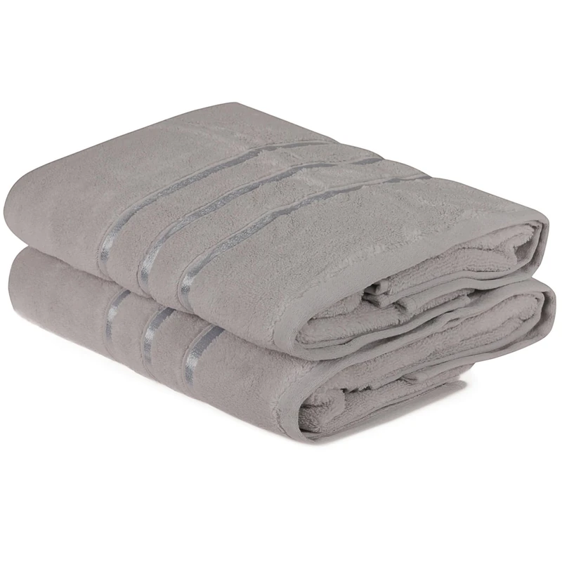 WELL HOME MOBILIARIO & DECORACIÓN Bath Towel Set (2 Piece) Light Blue and Light Grey