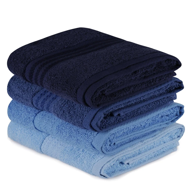WELL HOME MOBILIARIO & DECORACIÓN Hand Towel Set (4 Piece) Dark Blue, Blue, Light Blue