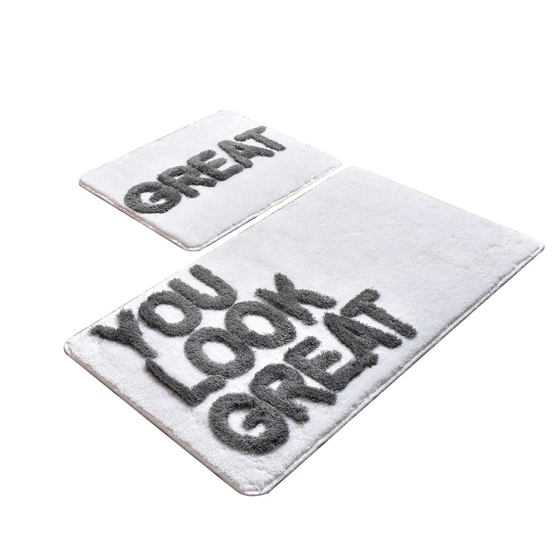 WELL HOME MOBILIARIO & DECORACIÓN You Look Great 2 Piece Bath Mat Set Light Grey