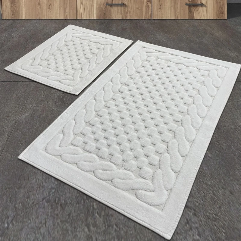 WELL HOME MOBILIARIO & DECORACIÓN Bath Mat Set 2-Piece Ecru