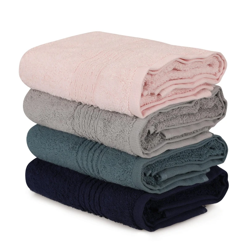 WELL HOME MOBILIARIO & DECORACIÓN Hand towel set (4 pieces) grey, dark blue, pink and blue