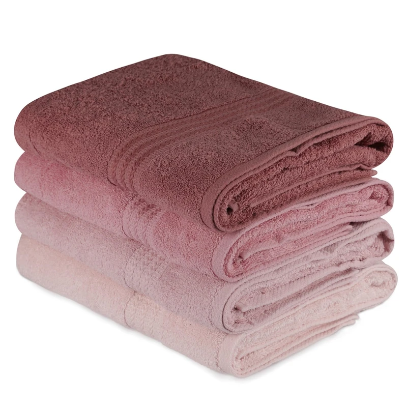 WELL HOME MOBILIARIO & DECORACIÓN Bath Towel Set (4 Piece) Powder, Pink, Dusty Rose, Light Pink