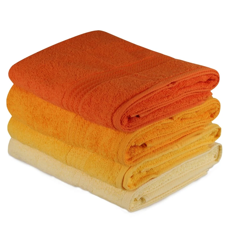 WELL HOME MOBILIARIO & DECORACIÓN Bath Towel Set (4 Piece) Light Yellow, Yellow, Pale Orange and Orange
