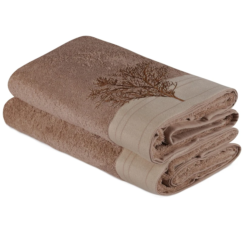 WELL HOME MOBILIARIO & DECORACIÓN Bath Towel Set (2 Piece) Light Brown & Cream