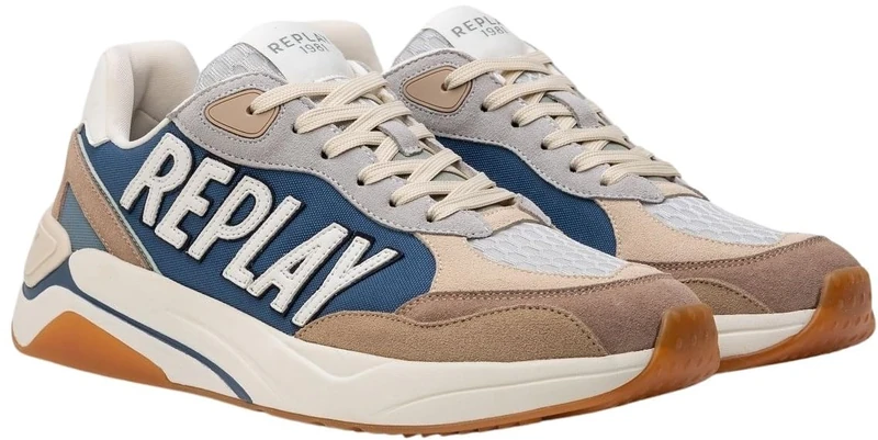 Replay Men's Tennet Pitch Sneaker, 3308 lt Navy Beige, 12.5 UK