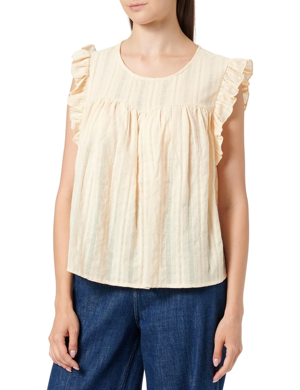 TILDEN Women's Blouse, Beige Cream, Large